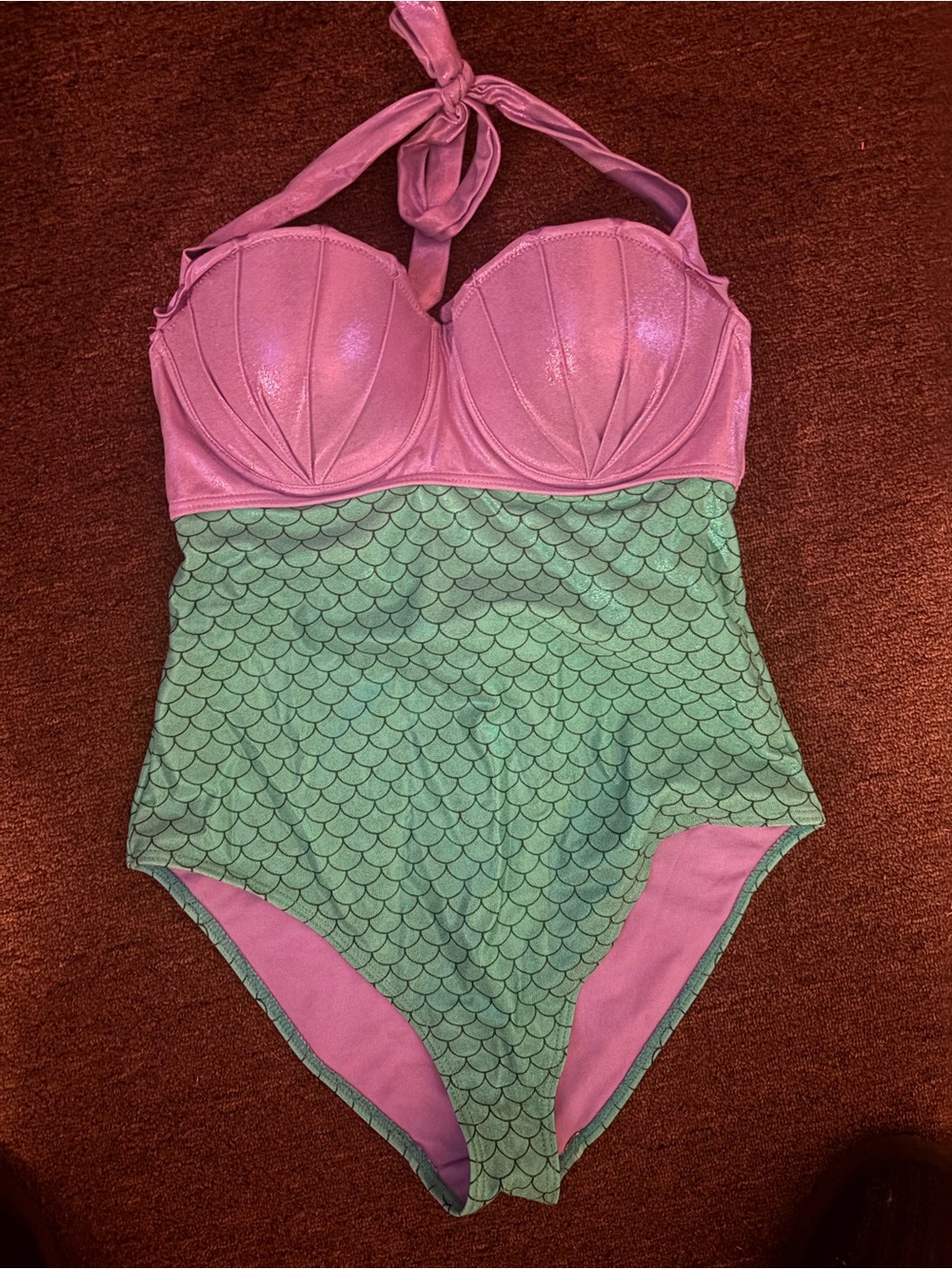 Mermaid One-Piece Swimsuit in Pink and Green